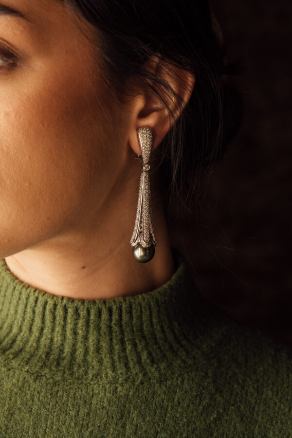 pendientes largos perlas tahití