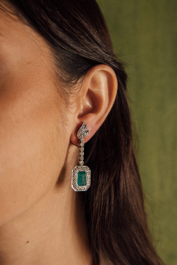 pendientes vintage esmeraldas