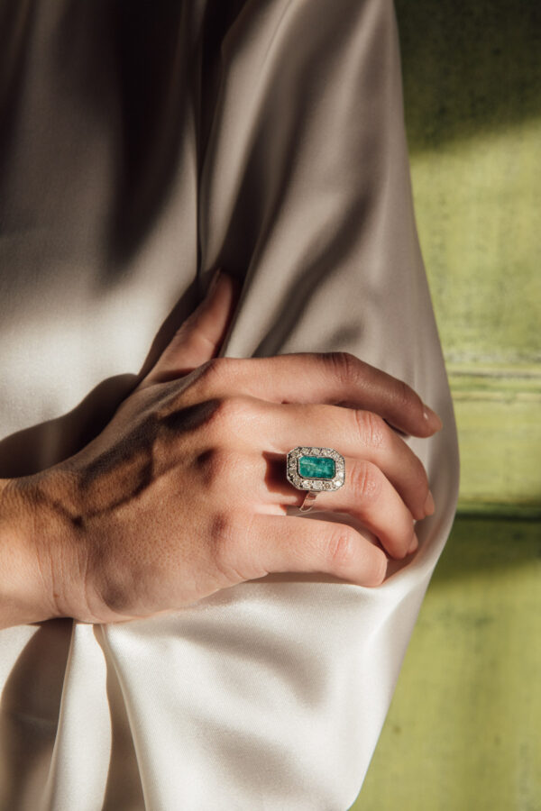 sortija-roseton-diamantes-paladio-esmeralda- (2) sortija vintage esmeralda